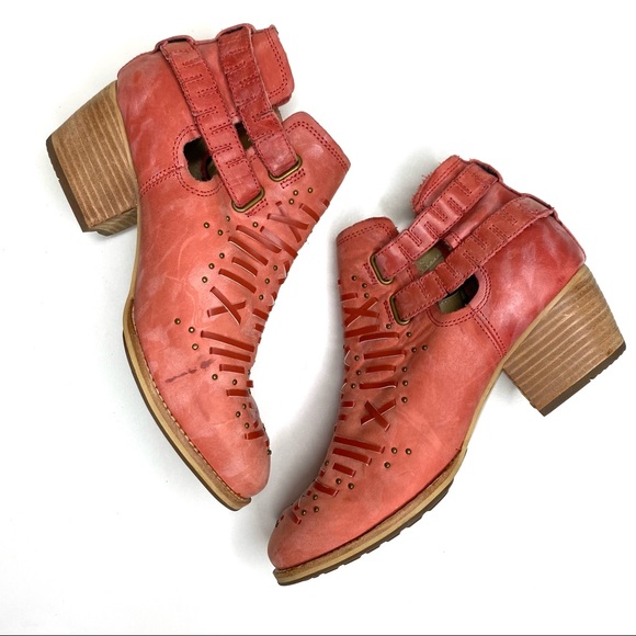 Caterpillar Cheyenne Leather Ankle Strap Western Booties CAT Boots Paprika Red 9 - Picture 5 of 15